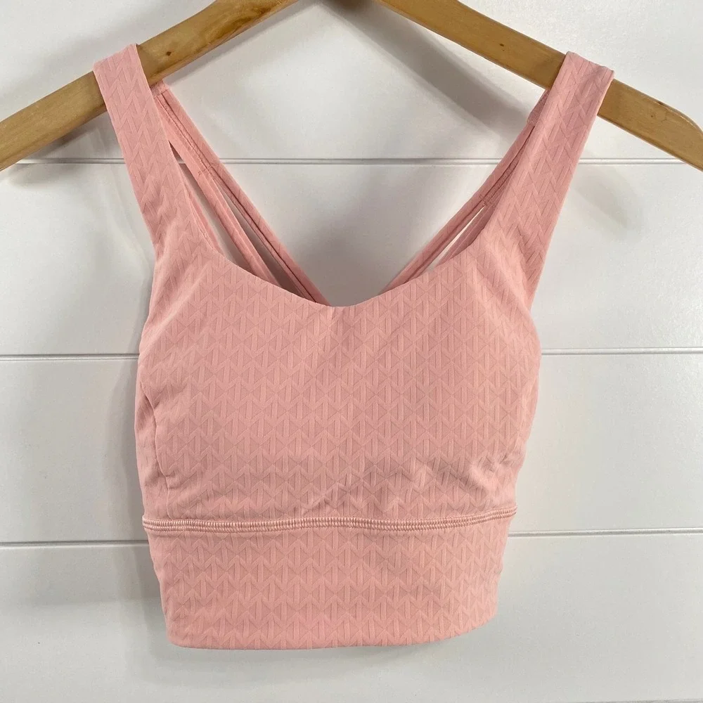 Lululemon Womens Free To Be Serene Jacquard Sports Bra 4 Pink Strappy Activewear